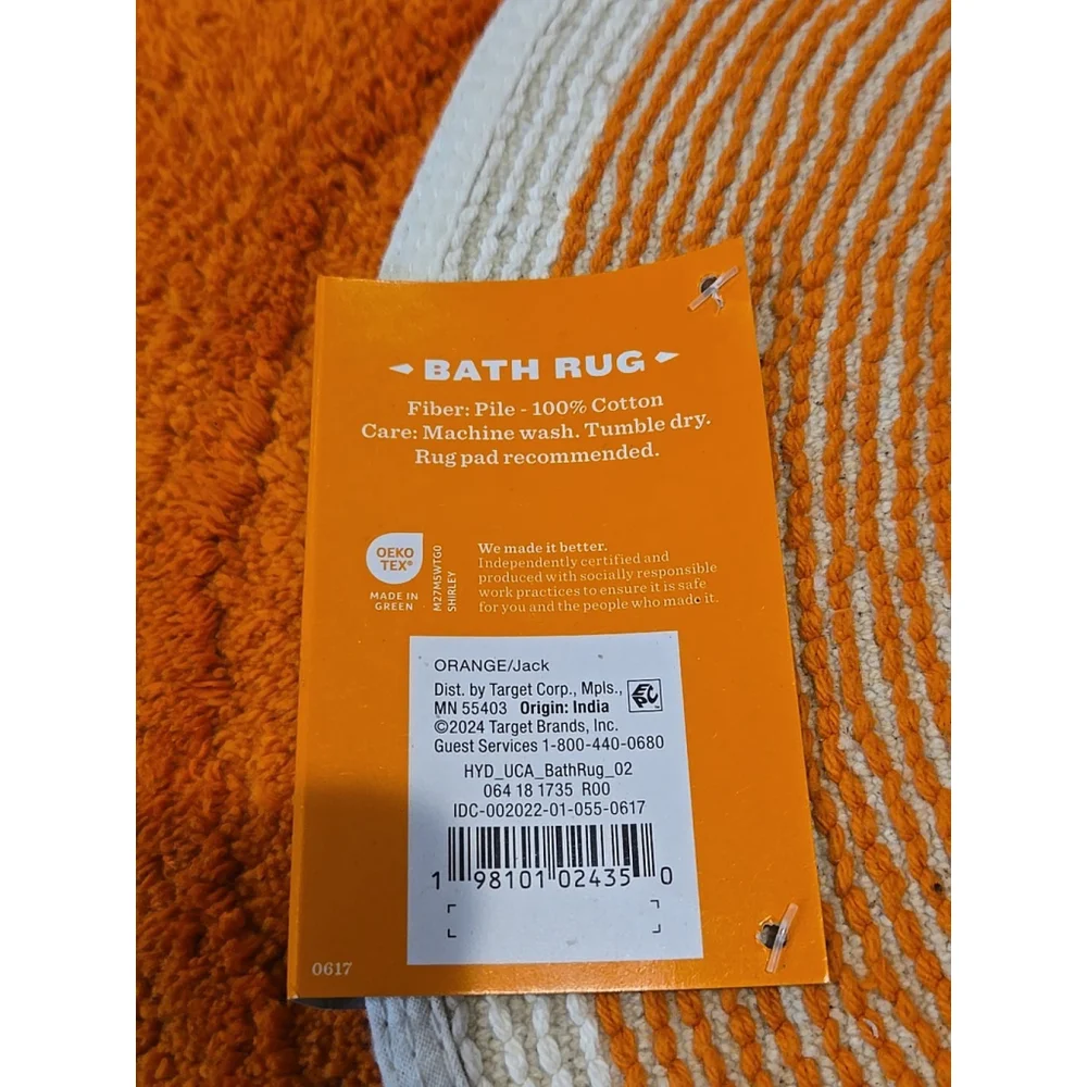 Hyde And Eek! Pumpkin Bath Rug New With Tags Nice Size (C-38)